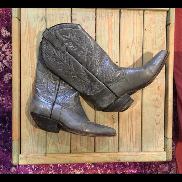 Vintage grey cowboy boots - women’s size 8.5 - Picture 3 of 11